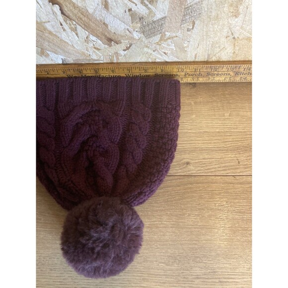 Ted Baker Beanie Hat Knit Wool Blend Pom Pom Purple Burgundy Rose Gold Charm main image 8